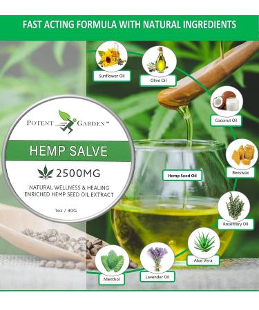Potent Garden Hemp Oil Salve - Natural Ointment with Hemp Seed Extract, Emu Oil, Aloe Vera - Soothing Skin Balm for Men & Women - Buy Online on GoSupps.com