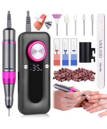 Saviland Professional Electric Nail Drill Kit: 35000 RPM Rechargeable Electric Nail File 8*Drill Bits 50*Sanding Bands Manicure Pedicure Accessory Nail Art Remover for Nail Beginners Salon Manicurist 02-35 000 Rpm Nail Drill