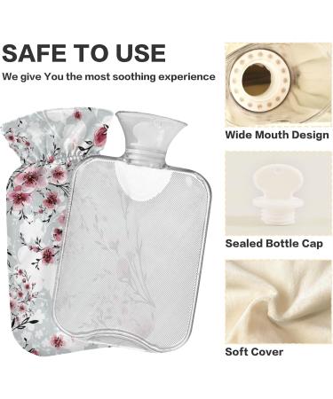 NAANLE Cherry Blossom Hot Water Bottle - 2L Transparent Heat Bottle for Back Pain Relief & Cold Therapy - Hand & Foot Warmer - Buy Online on GoSupps.com
