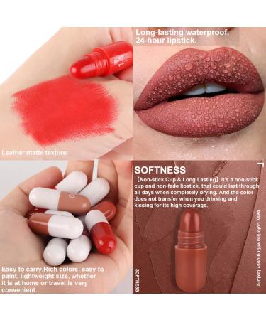 18-Piece Mini Capsule Lipstick Set | Matte Lip Stain Variety | Long-Lasting Nude, Brown, and Dark Red Shades | Cute Lipstick Purse Set for Women | 24-Hour Matte Finish - Buy Online on GoSupps.com
