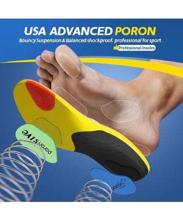 Professional Men's Sport Insoles for Plantar Fasciitis & Arch Support | Shock Absorption, Heavy Duty, Breathable & Anti-Slip | XL (12-14) 290mm-305mm - Buy Online on GoSupps.com