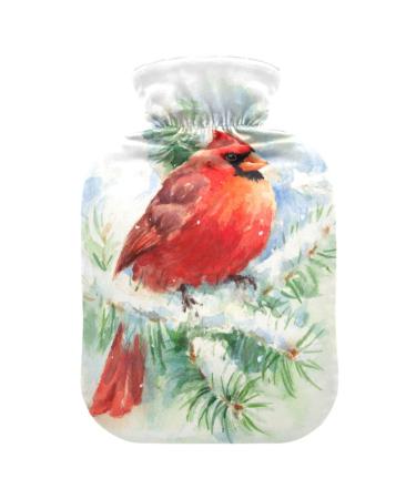 Watercolor bird winter Christmas hot bottle with reference hot bottles for pain relief water heating cushions Heat bag for women girls children 1l
