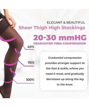 ITA-MED Sheer Compression Stockings - 23-30 mmHg Thigh High Closed Toe - Black Medium - Buy Online on GoSupps.com