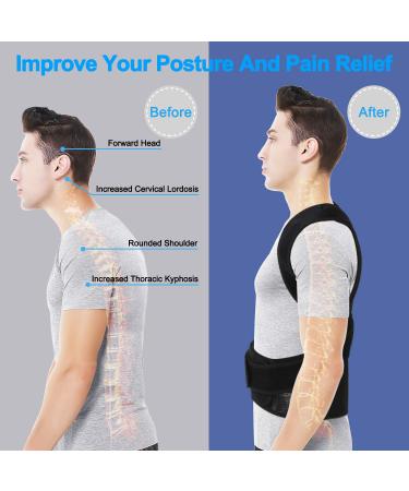 Adjustable Back Brace Posture Corrector for Men & Women | Comfort & Pain Relief for Neck Back & Shoulders | Lumbar Support (L - Buy Online on GoSupps.com