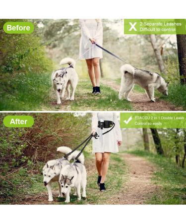 ETACCU Hands Free Dual Dog Lead for Running, Walking & Jogging - Adjustable Waist Belt with Traffic Handle - Reflective Stitching - Ideal for 2 Dogs - Buy Online on GoSupps.com