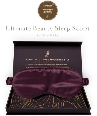 SILKSLEEK 22 Momme Pure Mulberry Silk Sleeping Eye Mask - Soft & Comfortable Blackout Mask in Burgundy Gift Box - Buy Online on GoSupps.com