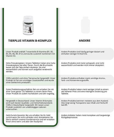 Tierplus Vitamin B Complex for Dogs & Cats - High Dosage 120 Tablets Essential Vitamins B1 B2 B3 B5 B6 B9 B12 & K3 Made in Germany - Best for Pet Health - Buy Online on GoSupps.com
