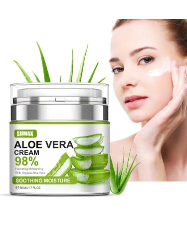 98% Organic Aloe Vera Moisturizer Facial Cream | Anti-Wrinkle & Hydrating for Dry Skin & Acne Scars - Buy Online on GoSupps.com