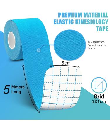 Buy Waterproof Kinesiology Tape 5m x 5cm Elastic & Skin-Friendly Physio Tape for Sports Injuries (Blue/Black/Pink) Perfect for Knees Shoulders and Elbows - Buy Online on GoSupps.com