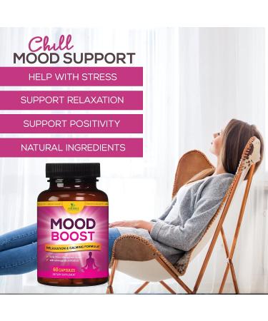 Calm Support Supplement - 1000mg Herbal Formula with Ashwagandha, L-Theanine, GABA - Natural Calm, Mood & Stress Support - 60 Capsules - Buy Online on GoSupps.com