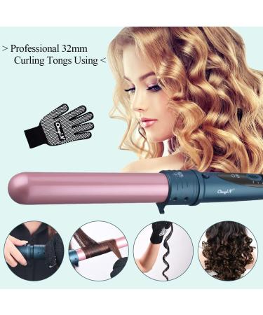 32mm Professional Ceramic Curling Wand for Long Beach Waves - Adjustable Temperature, Dual Voltage - Rose Gold - Buy Online on GoSupps.com