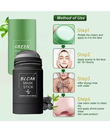 2 Piece Green Tea Mask Green Tea Mask Stick Blackhead Remover Mask Deep Pore Cleansing Green Tea Mask for All Skin Types Women Men - Buy Online on GoSupps.com