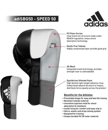 Buy Adidas Boxing Gloves Speed 50 - Durable 14 oz Punching Gloves for Adults - Comfortable White/Gold - International Shipping Available - Buy Online on GoSupps.com