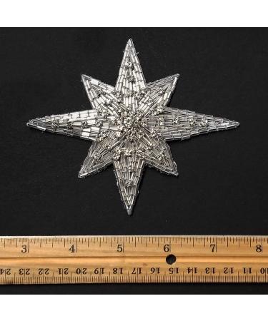 Star Rhinestone Beaded Applique Patch TR-12145 - Crystal / Silver (2-pcs) - Buy Online on GoSupps.com