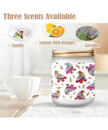 Lavender Candles - Scented Aromatherapy Jar Candles | 7 oz Long Lasting Gifts for Women | Perfect Birthday Candle Gift Set - Retro Roller Derby Skates Pattern - Buy Online on GoSupps.com