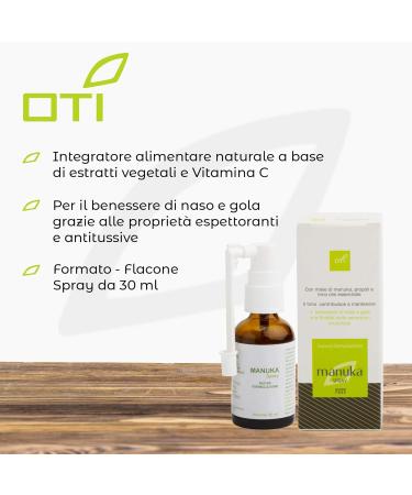  OTI OTI Manuka Spray - Dietary supplement based on Manuka honey and propolis - with thyme essential oil - 30 ml spray bottle. - Made in Italy - Buy Online on GoSupps.com