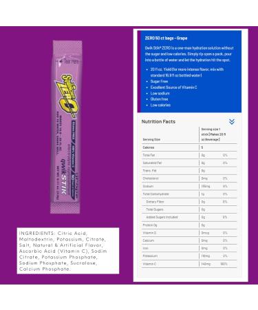 Buy Single Serve Qwik Stik Zero Grape 50 Sticks/Bag | Low-Calorie Drink Mix | International Shipping - Buy Online on GoSupps.com
