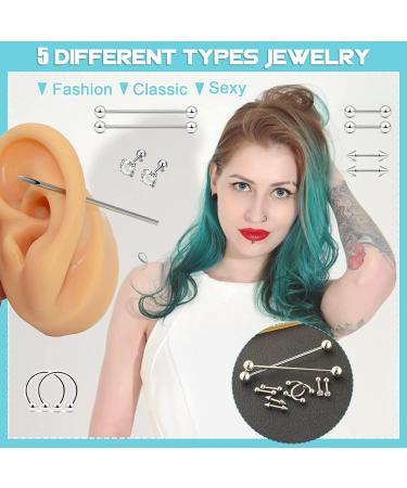 Piercing Kit - Professional 34pcs Body Piercing Set with Jewelry and Needles | 14G 16G Piercing Needles Clamps for Nose Lip Eyebrow Ear - Buy Online on GoSupps.com