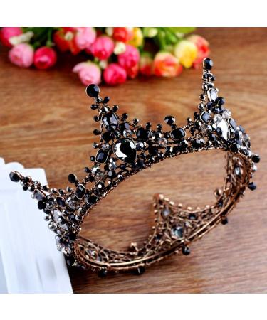 Frcolor Baroque Tiara Bridal Headpiece - Rhinestone Wedding Crown Hairband (Black) | Shop Internationally - Buy Online on GoSupps.com