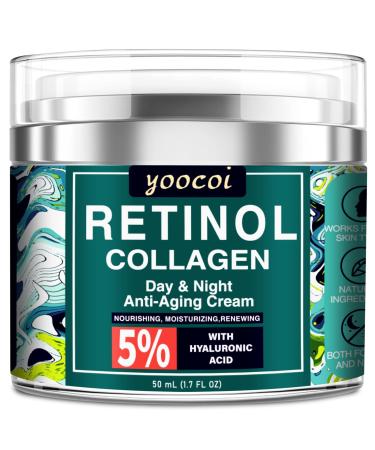 Retinol Cream For Face,Collagen Cream For Face,Day & Night Anti Aging Cream,Face Moisturizer,Natural Formula With Collagen For Advanced Anti-Wrinkle Cream (Retinol Cream)