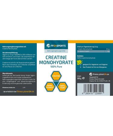 FP24 SPORTS Creatine Monohydrate 500g - 100% Pure Vegan Creatine - High Dose 200 Mesh Fine Quality - Enhance Performance & Recovery - Buy Online on GoSupps.com