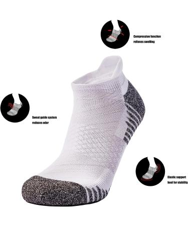 Compression Ankle Socks for Men and Women - Cushioned, Short Arch Support, Large White (6 Pairs) - Buy Online on GoSupps.com