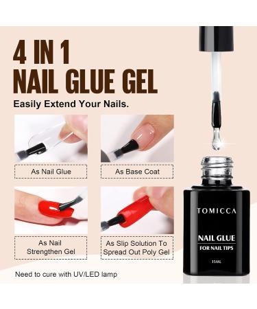 Tomicca Nail Tips & Glue Gel Kit | Complete Gel Nail Extension Set with Mini Lamp & 500 Soft Gel Coffin Tips - Long Ballerina Style - Buy Online on GoSupps.com