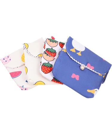 Nuobesty 4PC Mini Wet Bags - Reusable Cotton Breast Pads & Menstrual Sanitary Napkin Bags for Moms | Cartoon Design - Buy Online on GoSupps.com