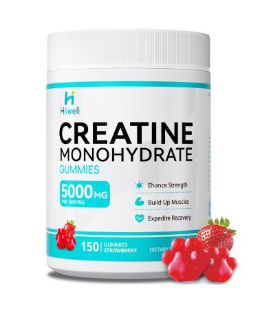 Creatine Monohydrate Gummies 5g for Men & Women-30 Servings Vegan Enhanced Muscle & Energy Boost Focus Chewable Creatine Gmuuies with L-Carnitine+ Vitamin B12/6 Preworkout Supplement - 150 Gummy