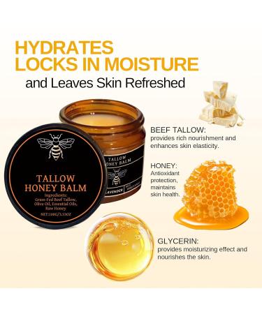 Organic Grass-Fed Beef Tallow Balm Moisturizing Skin Care for Face & Body Natural Tallow with Grass-Fed Beef Tallow & Raw Wild Honey - Natural Formula for Dry & Sensitive Skin 3.53 OZ - Buy Online on GoSupps.com