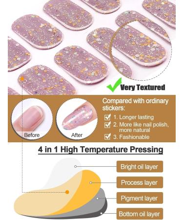 Kalolary 20PCS Luminous Glitter Gel Nail Polish Strips - Glow in the Dark Adhesive Full Wrap Stickers + Nail File - Rose - Buy Online on GoSupps.com