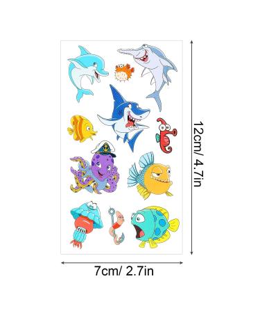 Ocean Animals Temporary Tattoos - 126pcs Mermaid, Tropical Fish, Whale Stickers for Kids - Birthday Party Favors & Decor - Konsait - Buy Online on GoSupps.com
