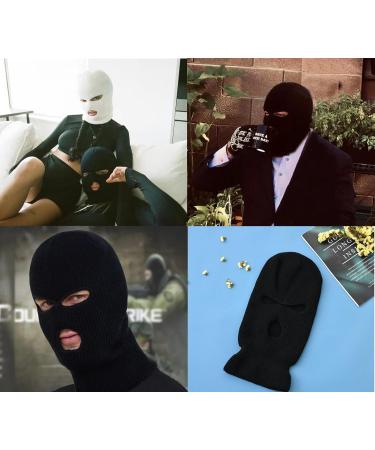LINSOCLE 2PCS Balaclava - 3-Hole Storm Mask | Knitted Hood & Ski Cap for Motorcycle & Bicycle | Black & Pink - Buy Online on GoSupps.com