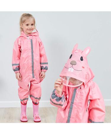 De feuilles Kids Button Rain Suit | Waterproof Hooded Jumpsuit 4-6 Years Pink - Buy Online on GoSupps.com