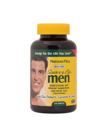 Nature's Plus Source of Life Men Multi-Vitamin and Mineral Supplement with Whole Food Concentrates Iron-Free 120 Tablets