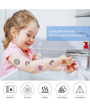 ADXCO 144-Piece Groovy Hippie Temporary Tattoos - Waterproof Love and Peace Sign Design for Theme Parties and Favors - Buy Online on GoSupps.com