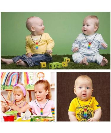 Buy Sensory Chew Necklace - 2 PCs Durable Silicone Chewing Pendants for Kids | Rainbow Colored Chewing Chains - Buy Online on GoSupps.com