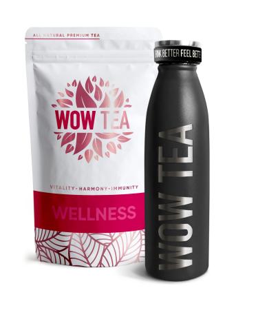 WOW TEA WOW TEA - Herbal Tea for Weight Loss | Detoxifying Tea - Body Cleansing and Bloating Relief | Ayurveda Wellness Tea + Tea Thermos with Infuser - 150g + 500ml | 100% Natural | Made in the EU