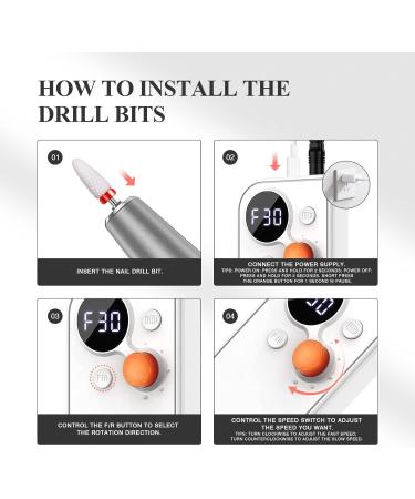 Saviland Portable Nail Drill Professional: 2024 White Lightning Pro Nail Drill Serise-30000RPM for Acrylic/Gel Nails Faster Removal |Rechargeable Manicure Pedicure Kit Salon Wonderful Choice - Buy Online on GoSupps.com