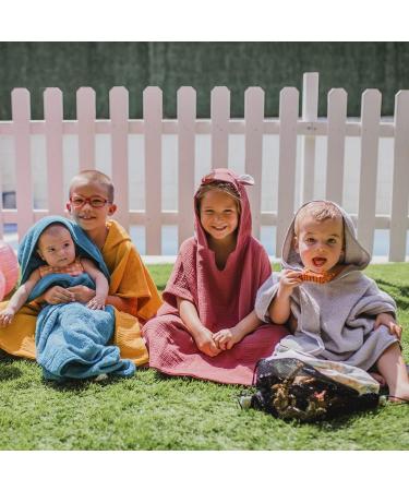 Mimuselina Baby Bathing Poncho | Soft & Absorbent Cotton Towel for Kids | Quick-Drying Bathrobe for Beach & Pool - Blue - Buy Online on GoSupps.com
