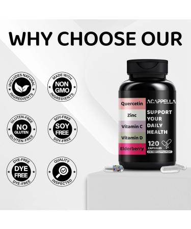 Vitamin D & Vitamin C 1000mg zinc Supplements - Black Elderberry Capsules k2 d3 Magnesium Vitamin Supplement quercetin with bromelain - Zinc Supplements for Men and Women with Artemisinin Sea Moss - Buy Online on GoSupps.com