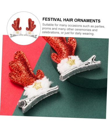 Beaupretty Kids Pairs Elk Sequin Barrette Xmas Hair Accessories Xmas Hair Decorations Reindeer Hairpin kids barrettes for hair Holiday Hair Clips fabric child two piece suit elk Fabric - Buy Online on GoSupps.com