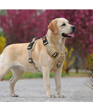 Buy Heele Dog Harness - Adjustable Reflective Running Harness with Lockable Snap Lock Anti-Training Design XL Size (53-97cm) - Castle Khaki - Buy Online on GoSupps.com