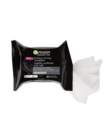 Garnier SkinActive Charcoal Cleansing Towelettes, 25-Count Pack - Oil-Free Formula - Buy Online on GoSupps.com