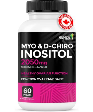 Renew Actives Myo-Inositol & D-Chiro Inositol Promotes Balanced Ovarian Function Regulates Menstrual Cycle Hormonal Harmony & Metabolic Health for Women's Wellness 60 Capsules - Buy Online on GoSupps.com