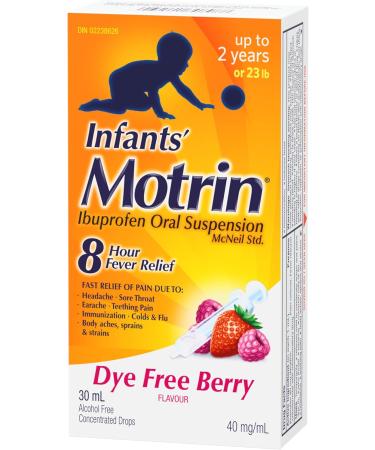 Motrin Infants' Ibuprofen Oral Suspension Concentrated Drops Dye Free Berry Flavour 40 mg/ml 30 mL - Buy Online on GoSupps.com