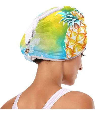 Rainbow Pineapple Hair Towel 2 Pack - Super Absorbent Quick Drying Hair Turbans for Women & Girls - Buy Online on GoSupps.com