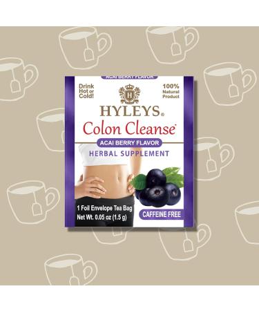 HYLEYS Tea Wellness Colon Cleanse Acai Berry 25 Tea Bags - 1 Pack | Acai Berry - 25 Count | Detox Tea for Digestive Health - Buy Online on GoSupps.com