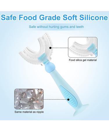 Kids U-Shaped Toothbrush - Food Grade Silicone, Ages 2-4, Blue - Buy Online on GoSupps.com