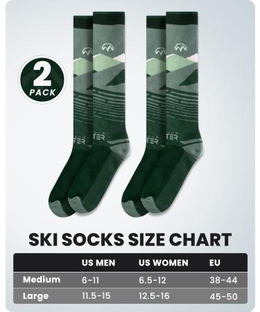 Shop Outdoormasters Men's Ski Socks - Breathable Thermal Over the Calf Design Anti-Slip 2 Pairs Bundle Military Green - Perfect for Snowboarding & Outdoor Sports - Buy Online on GoSupps.com